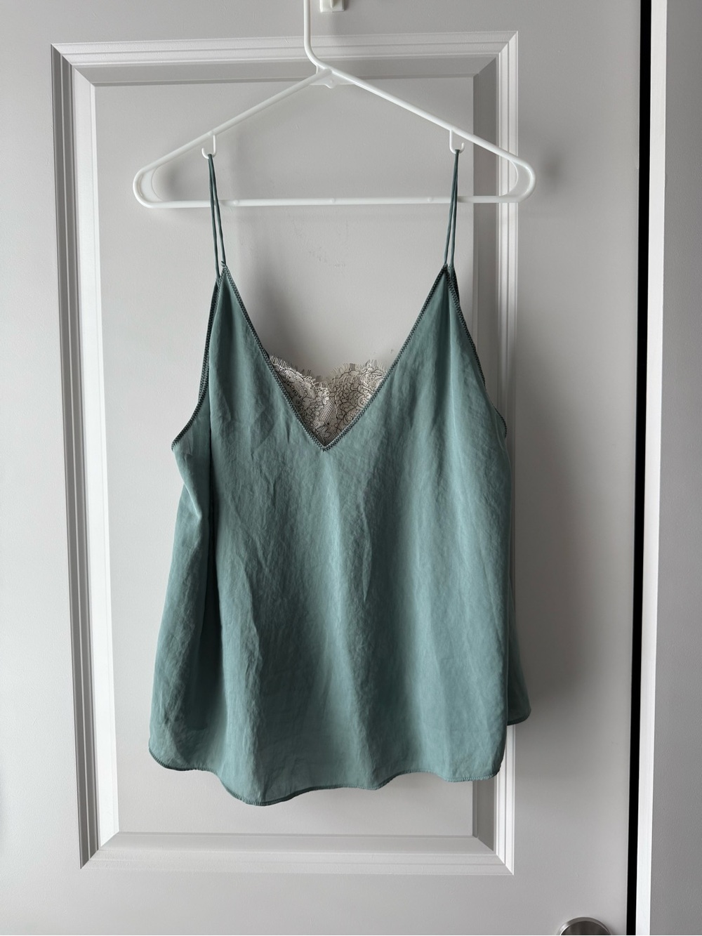 Free People Lace-Trim Spaghetti Strap Cami - Dusty Sage (XS)